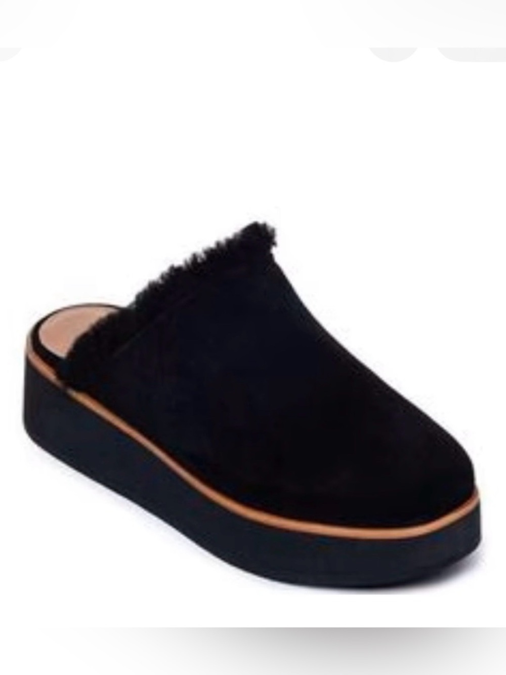 Bernardo Phoebe Shearling Mule Size 7.5 Black Suede